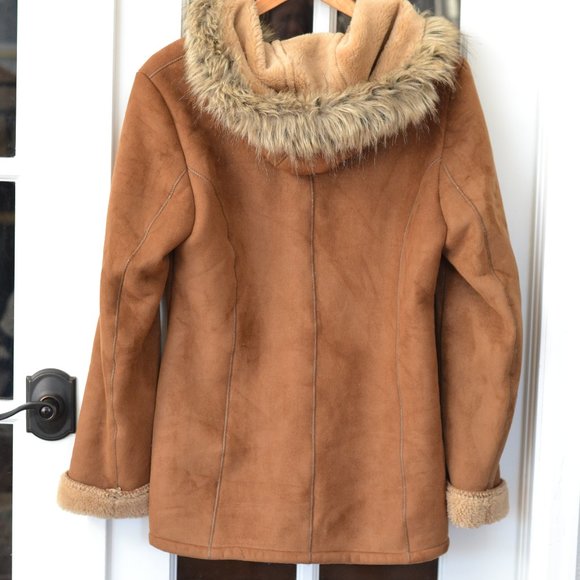 Ellen Tracy Brown Full Zip Hooded Faux fur Parka - Picture 4 of 8